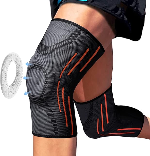 2 Pack Knee Support - Knee Compression Sleeves for Men & Women with Patella Gel Pads, Knee Brace for Working Out, Running, Weightlifting, for Arthritis Joint Pain Relief ACL Size M