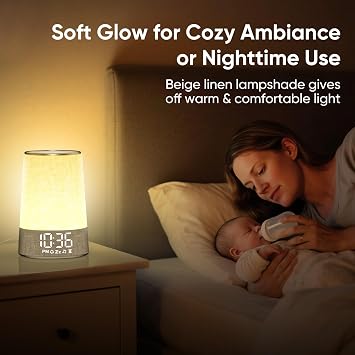Sunrise Alarm Clock Wake Up Light, Dimmable Bedside Lamp with Sound Machine