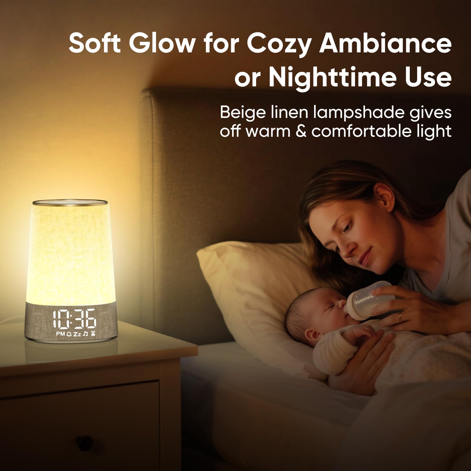 Sunrise Réveil Lumière de Réveil Lampe de Chevet Dimmable avec Machine