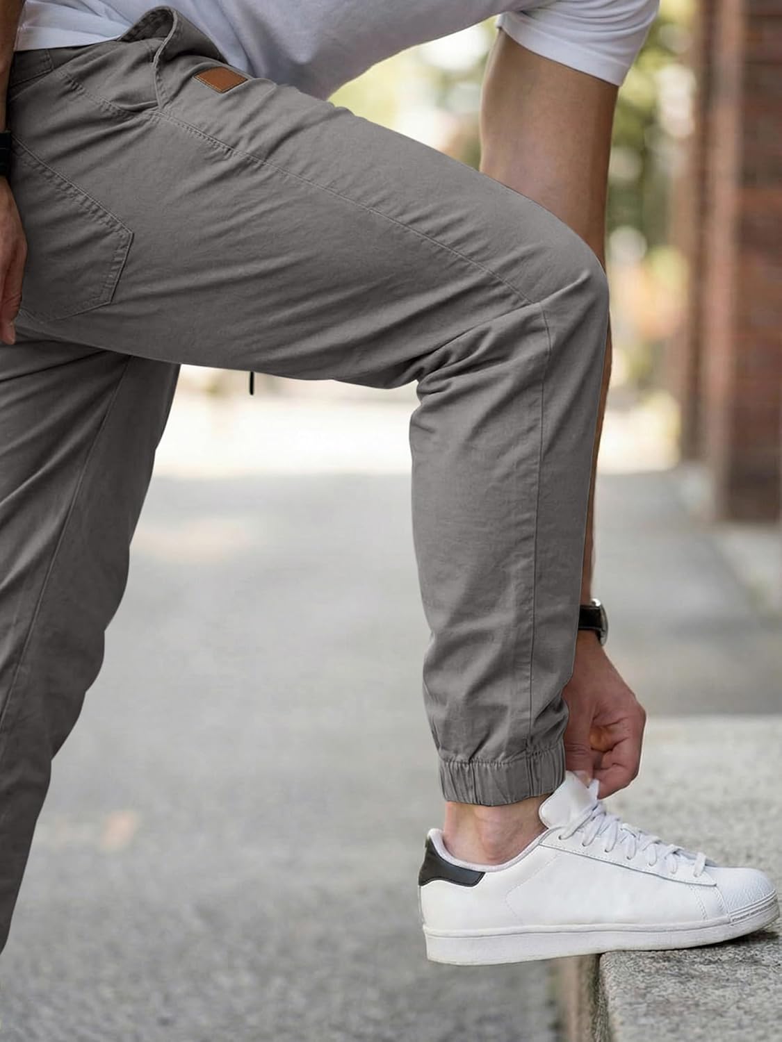 JMIERR Mens Casual Joggers Pants - Cotton Drawstring Chino Cargo Pants Hiking Outdoor Twill Track Jogging Sweatpants Pants