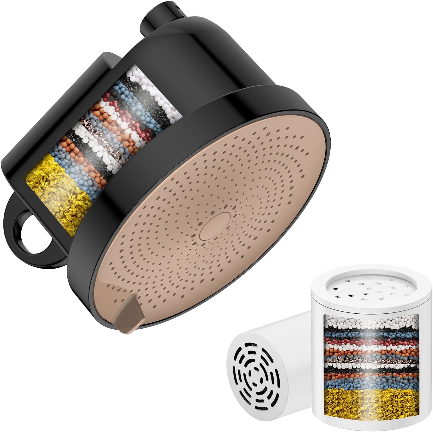 Filtered Shower Head Matte Black Bundle with 2-PACK Shower Filter Replacement Cartridge