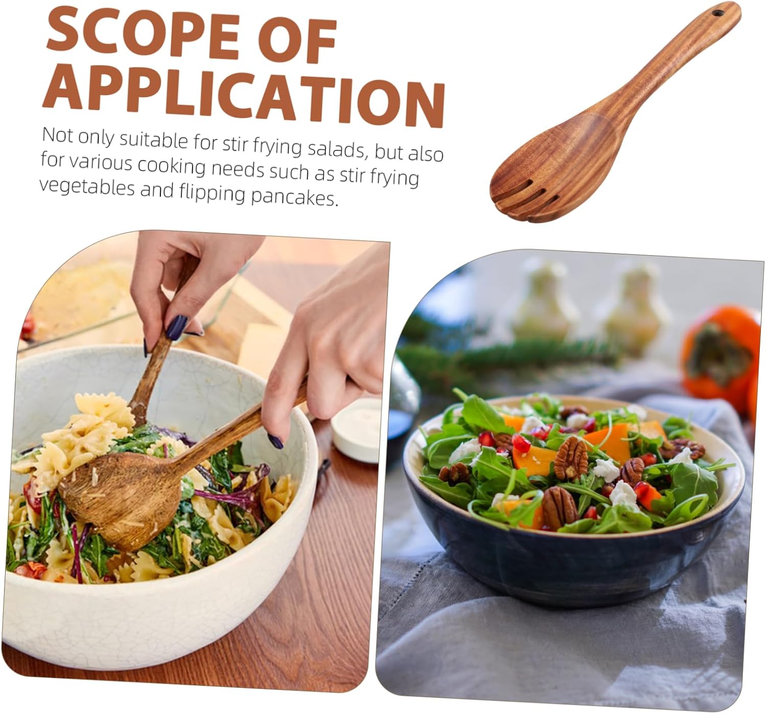Gatuida Long Handle Salad Fork Ergonomic Kitchen Utensil for Mixing and Serving Salads Wood Material Design for Comfortable Handling