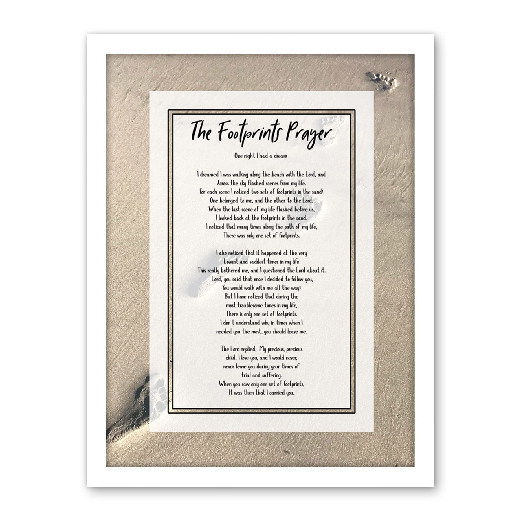 Artery8 God Jesus Footprints In The Sand Poem Inspirational Artwork Framed Wall Art Print 18X24 Inch