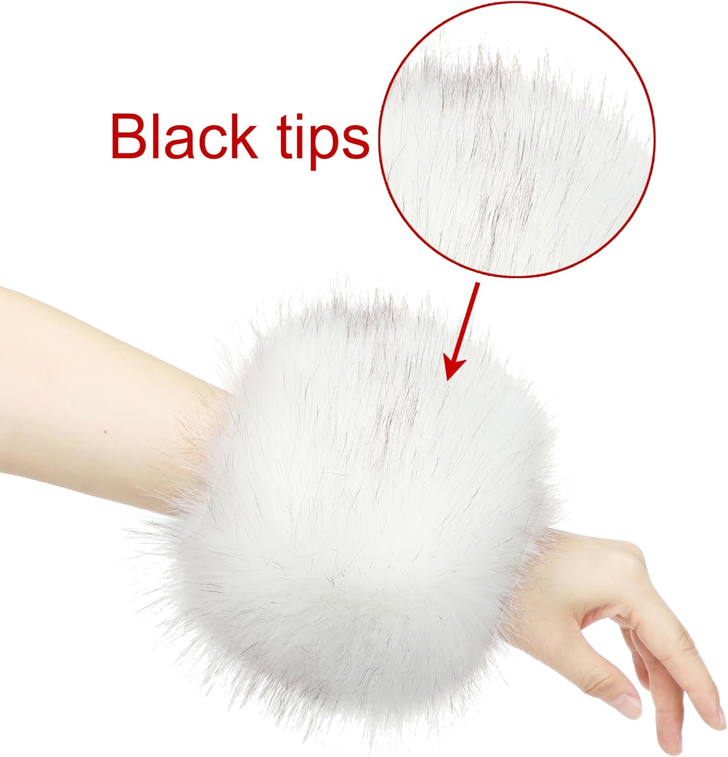 sy soul young Women's Faux Fur Wrist Cuffs Winter Fox Furry Wristbands Fluffy Fur Cuff Bracelet Arm Warmer Accessories