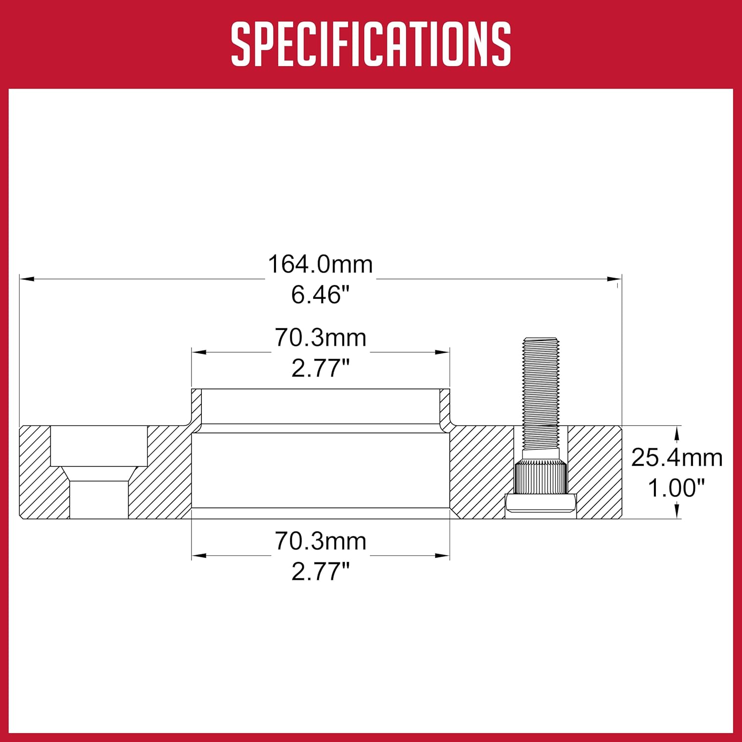Wheel Accessories Parts 2 Pcs Hub Centric Wheel Spacers 5 on 4.75 120.7mm 1.00 Inch Thick 70.3mm Hub M12 1.5 12x1.5 Thread Stud Fits Chevy Camaro Corvette ｜ Pontiac Firebird
