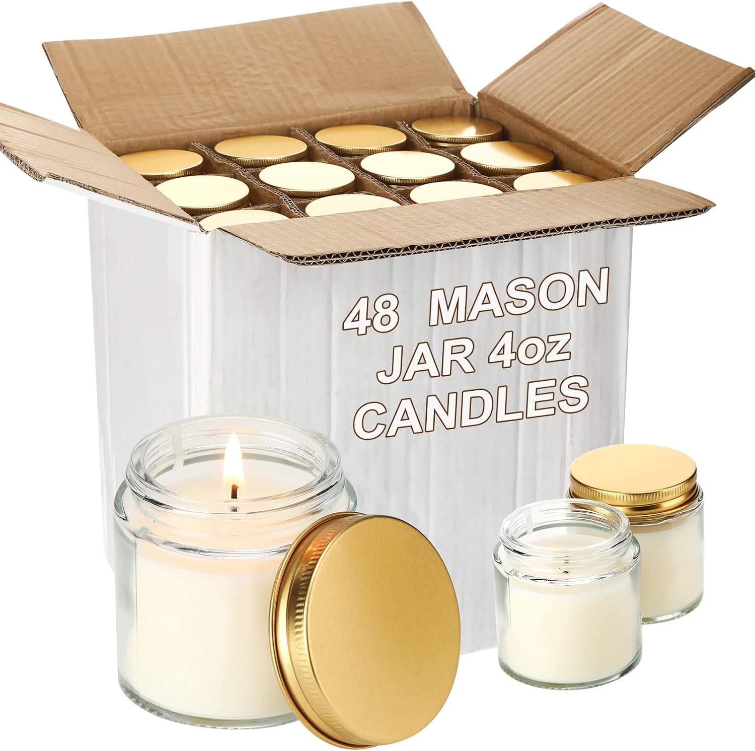 Jutom 48 Pack Mini Mason Jar Candles 4 oz Small Lavender