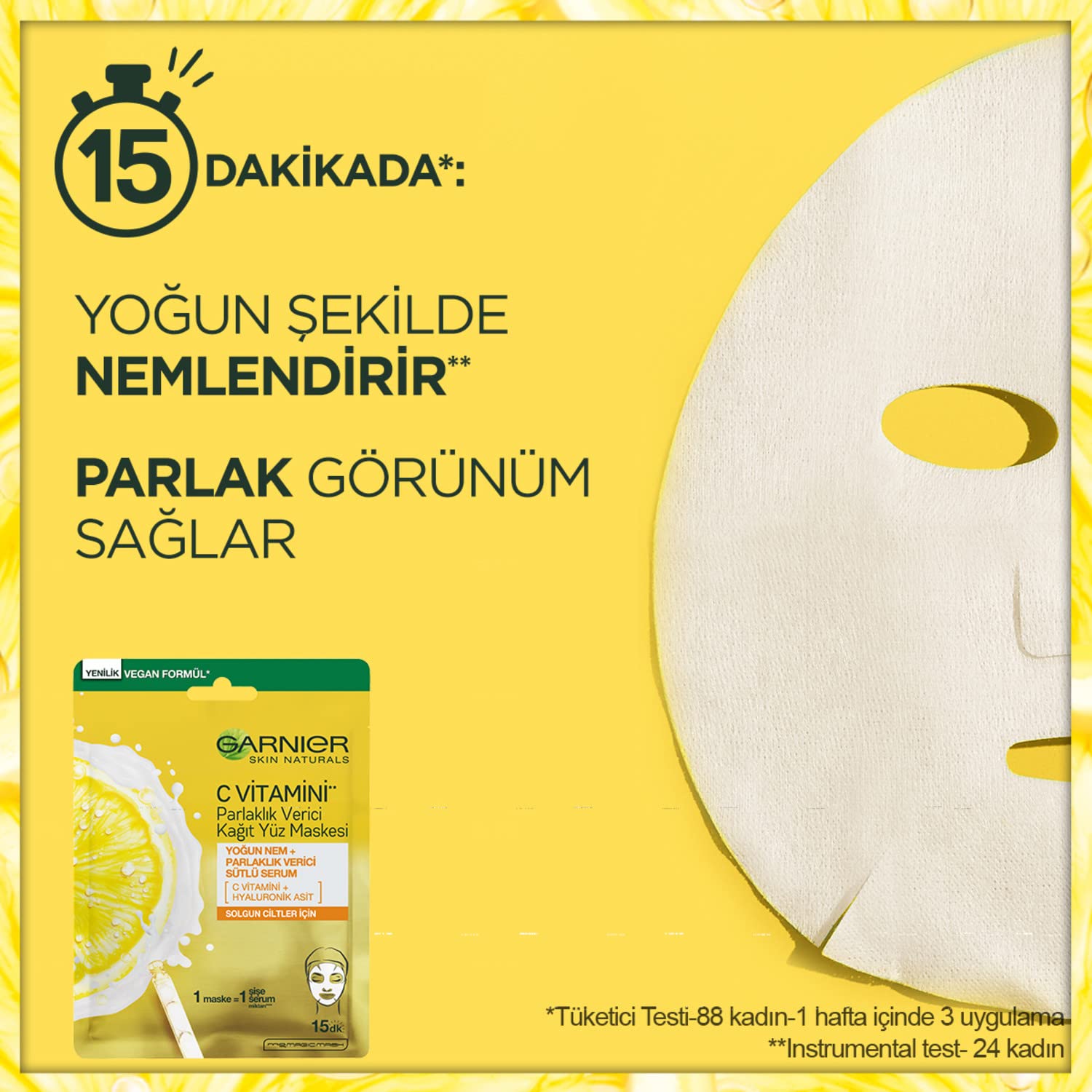 Garnier C Vitamini Parlaklık Verici Kağıt Yüz Maskesi