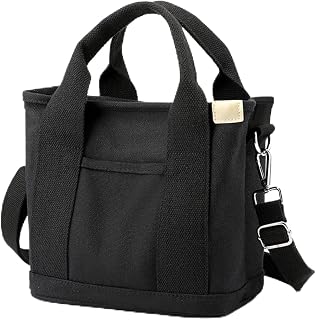 RANRAO Multi-Pocket Tote Bag with Zip, Canvas Handmade Handbag with Compartments, C…