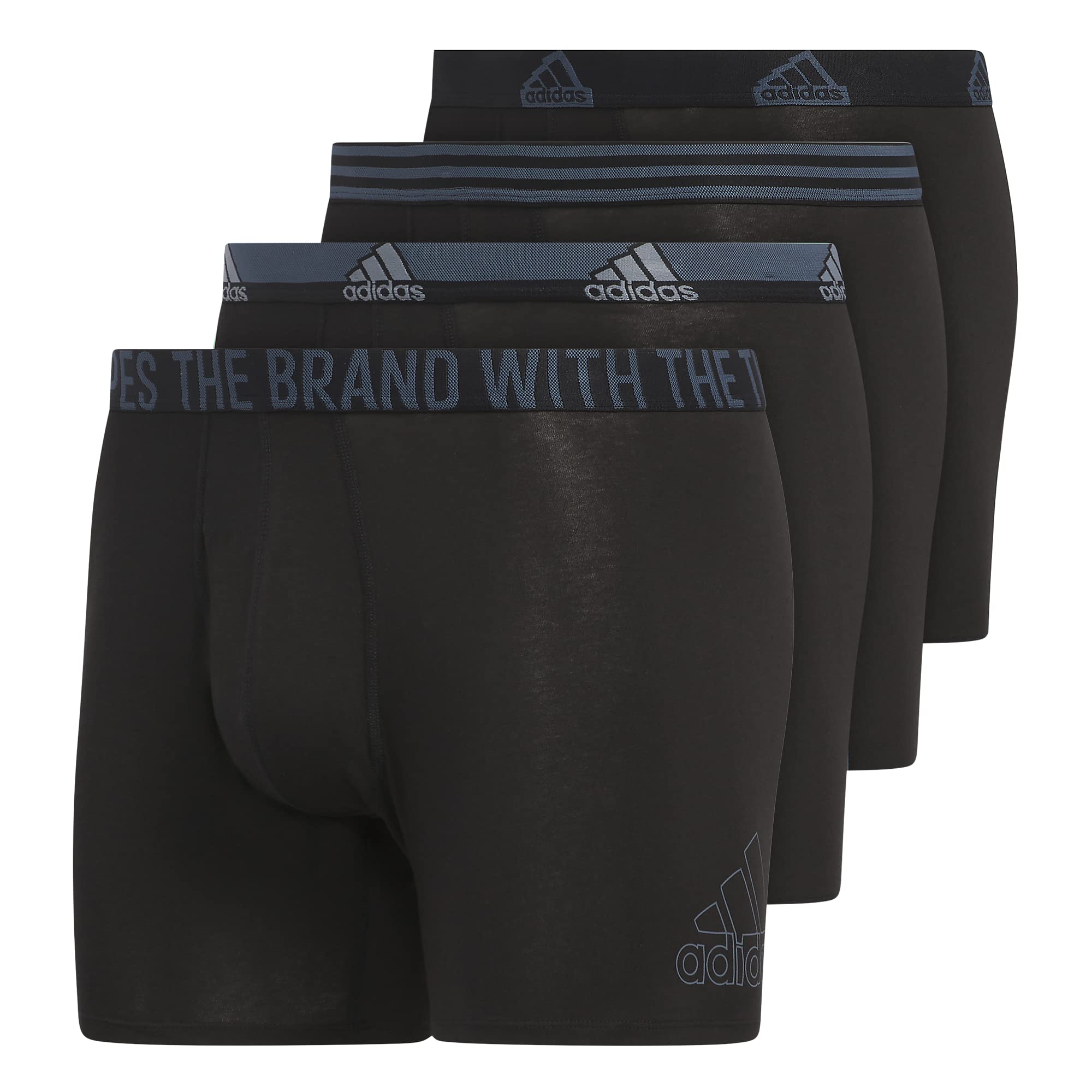 Adidas Men's Black/Onix Grey Stretch Cotton Boxer Brief Underwear (4-Pack), Xxl