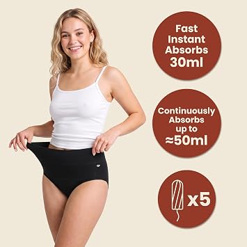 3 Pack Incontinence Underwear for Women, Leakproof High Waisted Underwear for Bladder Leakage, Soft Reusable Period Panties, XL