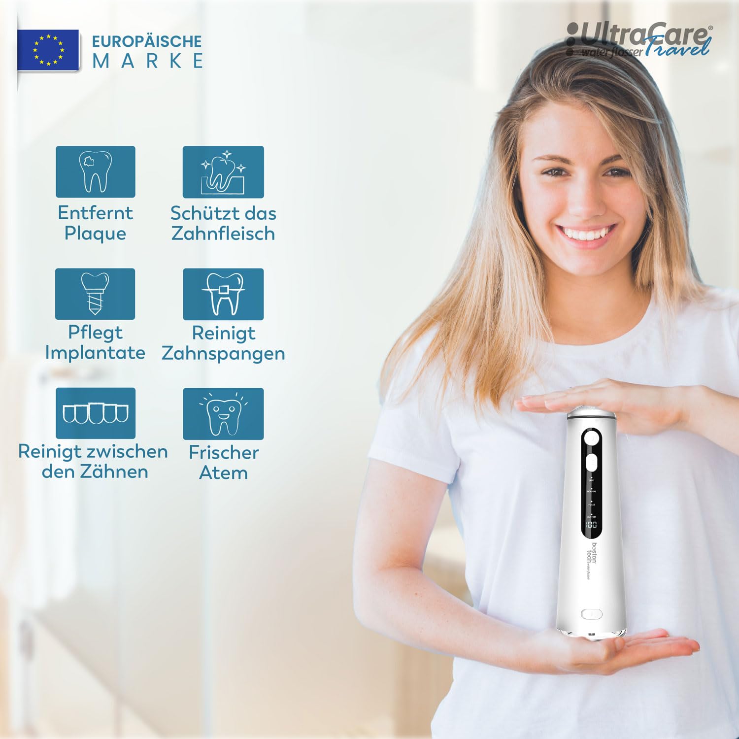Aquapik Tragbare Munddusche, kabellos, 8 Düsen, 4 Modi, IPX7, 300 ml, USB-C