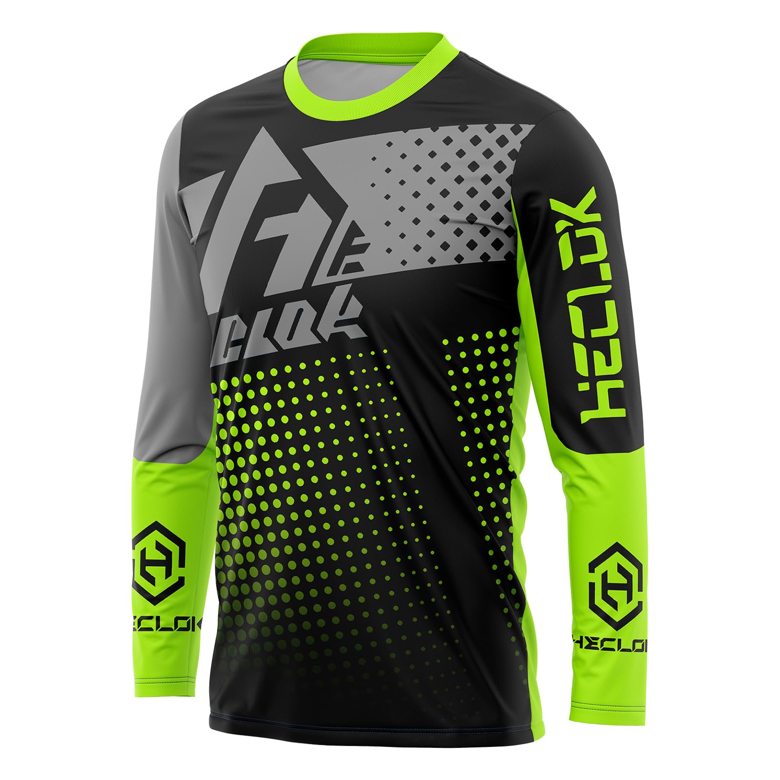 Heclok Men's Typ-5 Downhill Jersey Bike Wear Cycling/Motocross Clothes Mountain Bike Shirt Mtb Bmx ，Moisture Wicking Cycling Top For Gravel Riding, Bmx And Running (,S)