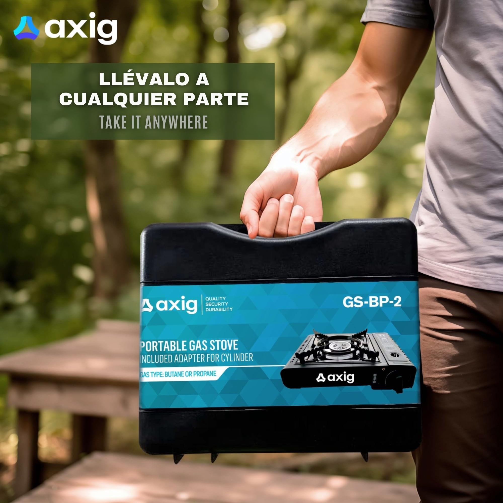 Camping Gas Portatil para Cocina Exterior - Hornillo de Acero Inoxidable 1 Fogon para Cartucho o Bombona de Gas Butano con Potencia de 2200W y Maletín de Transporte para Acampada, Senderismo…