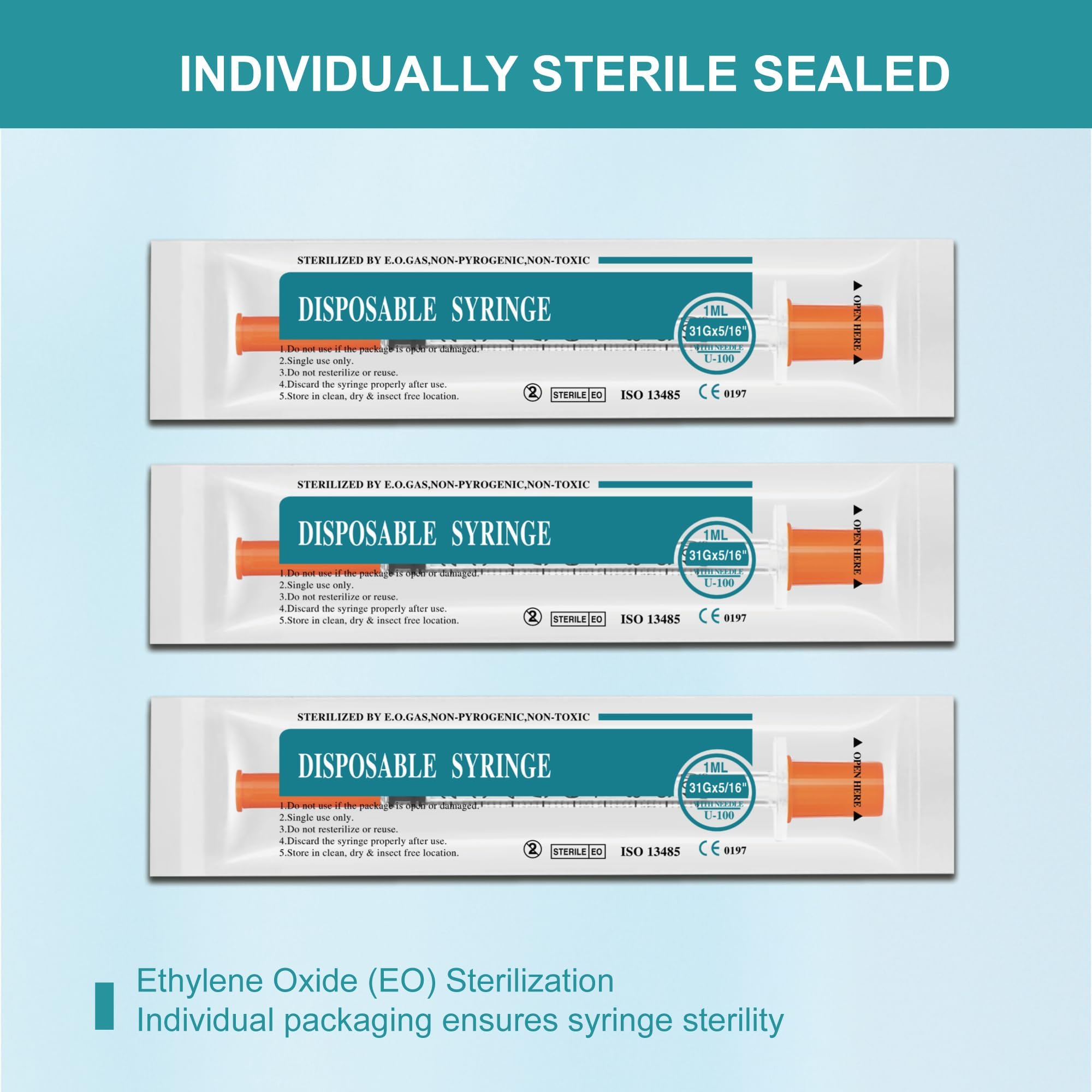 U-100 syringes with needle - 1ml 31G ( 31 gauge ) 5/16 inch syringe — Amazon image 4