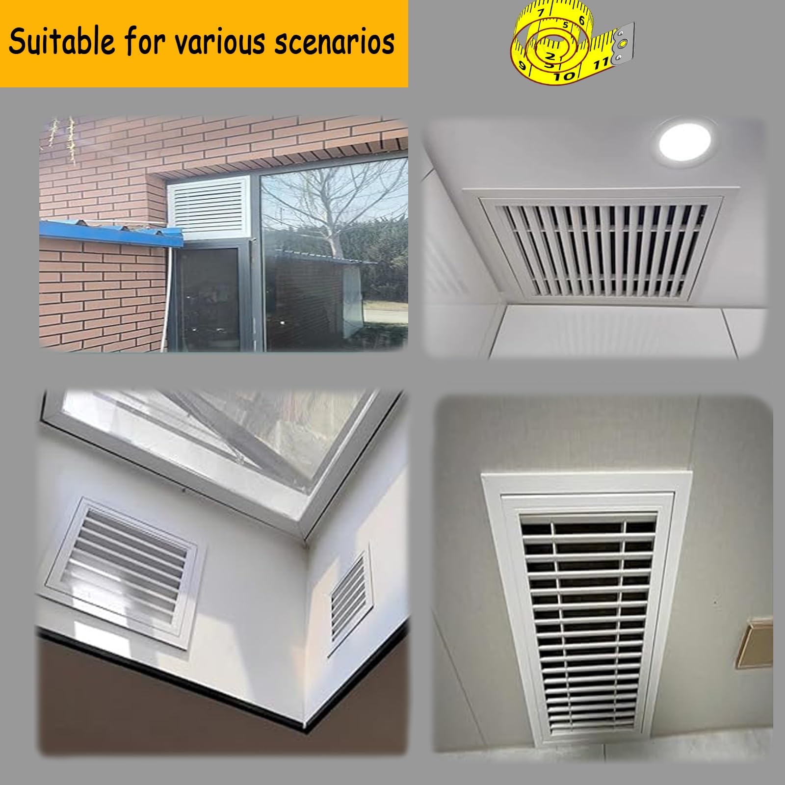 Cubierta de ventilación de retorno de aluminio blanco de 14 x 38 pulgadas para pared/techo, rejilla de entrada de aire frío HVAC con cara/puerta extraíble, flujo de aire eficiente y fácil instalación