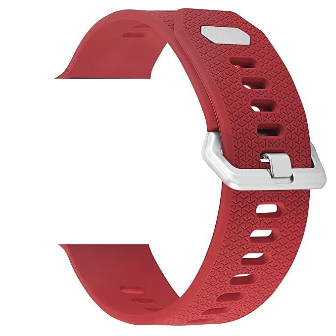 OBOE 42/44mm Silicone Sport Smart Watch Band Textured Replacement Strap with Stainless Steel Buckle Compatible with Apple Watch iWatch Series 5/4/3/2/1 (Red)