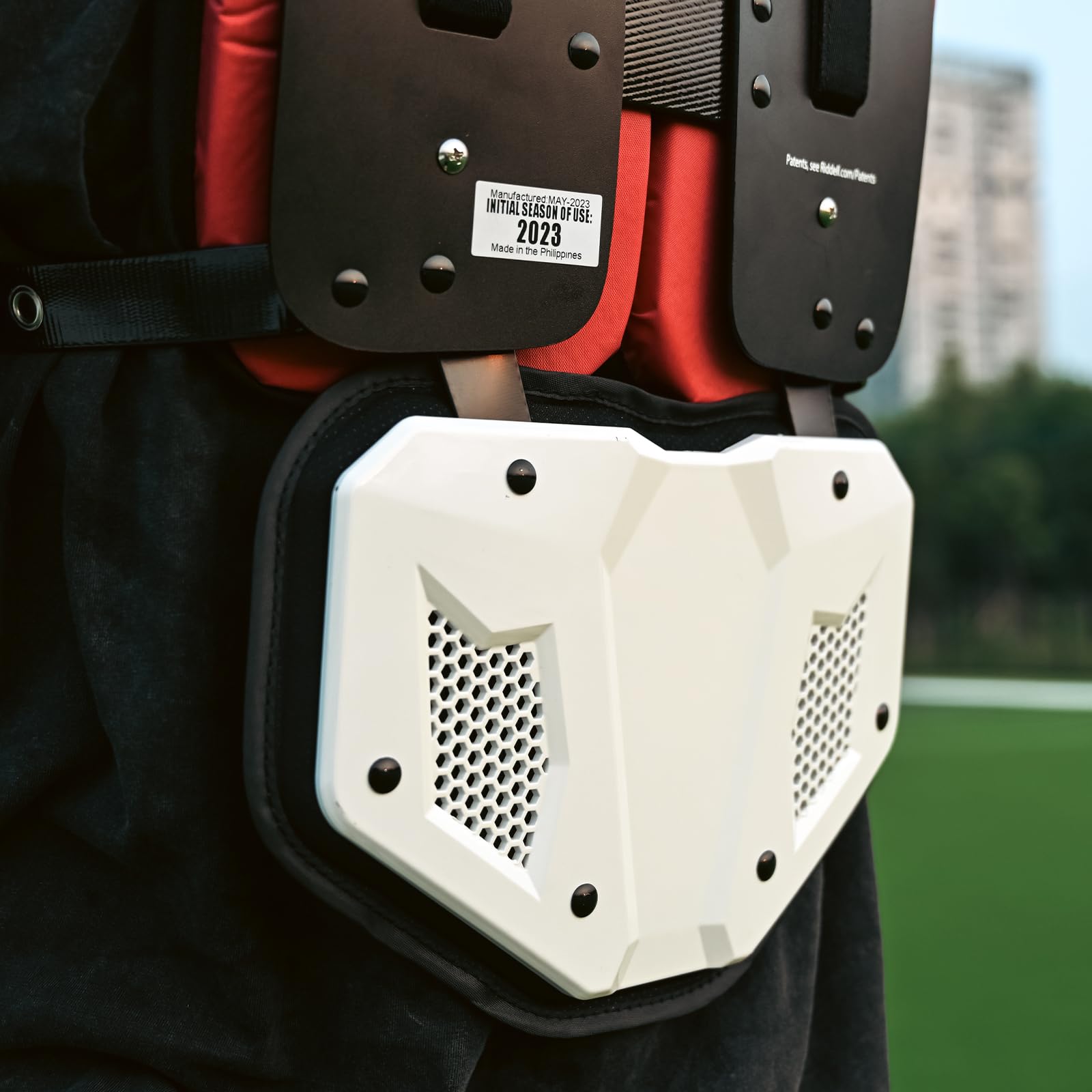 LeCool Football Back Plate - Lower Back Protection for Shoulder Pads - Hard Shell and Contoured Foam, Youth to Adult (White)
