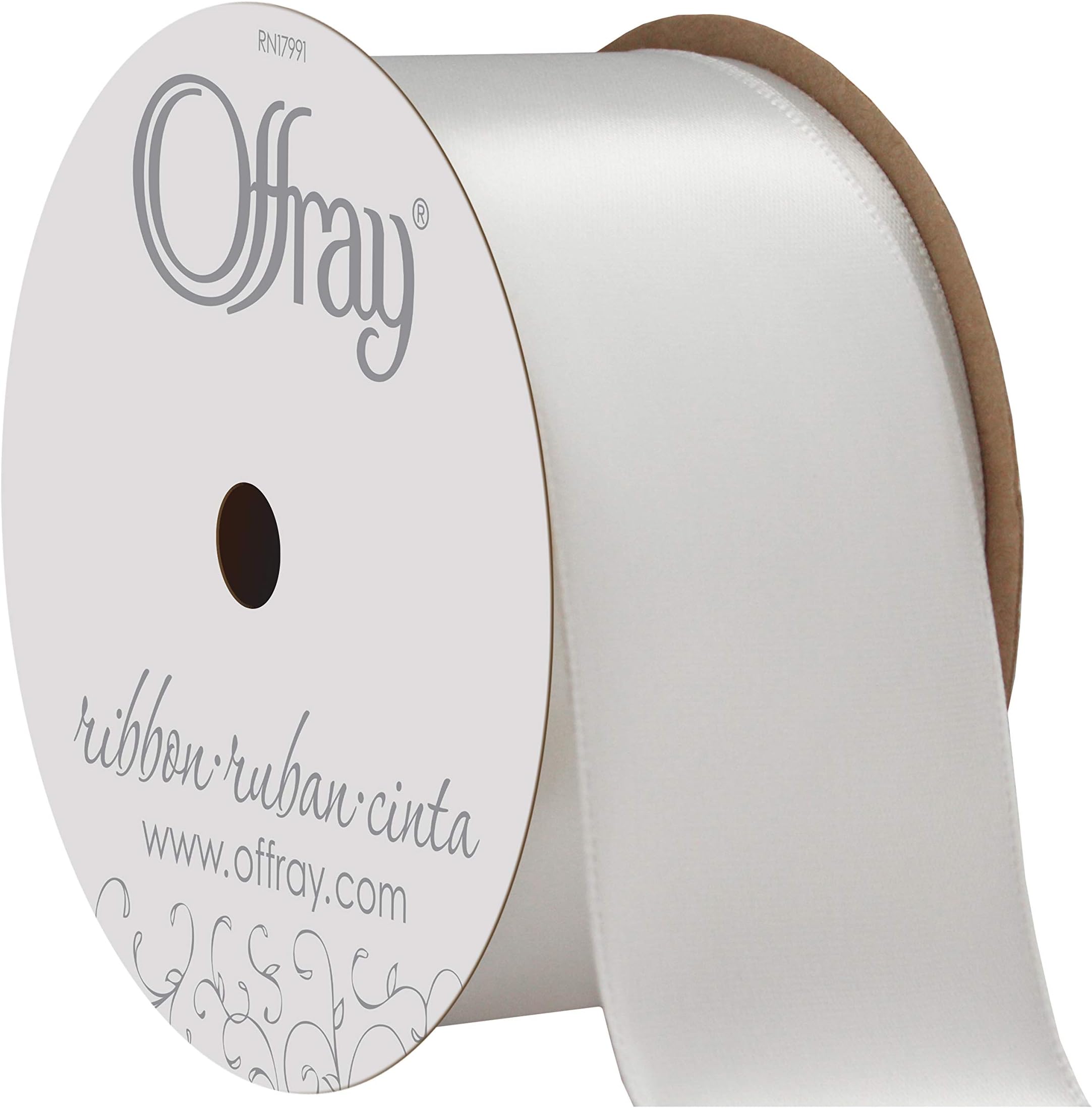1.5" Wide Single Face Satin Ribbon, 4 Yds, 1-1/2 Inch x 12 Feet, White