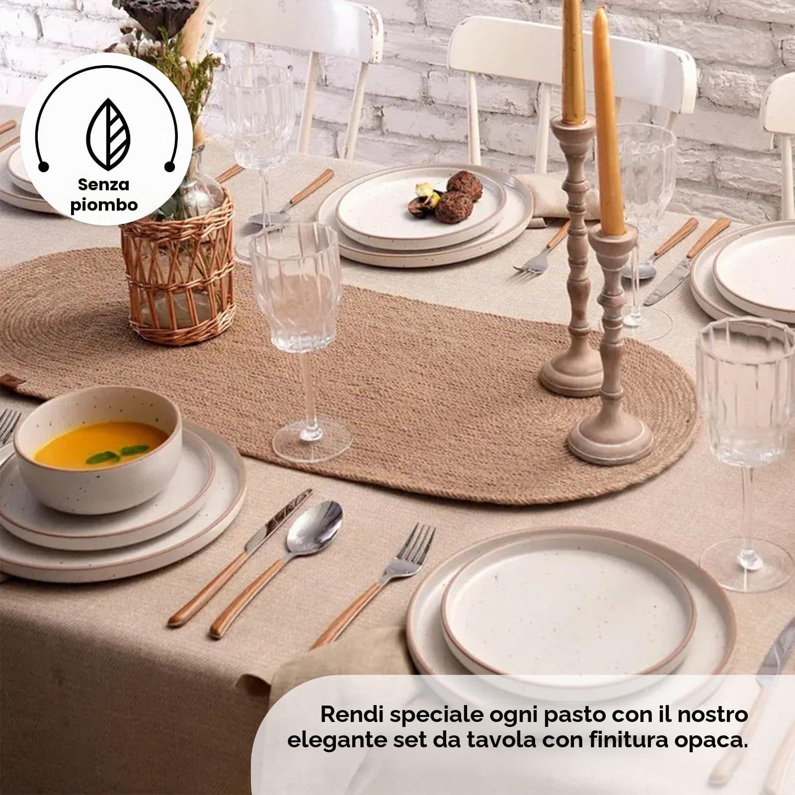 Karaca Chicago Dot - Servizio da tavola in gres porcellanato, 18 pezzi, per 6 persone, piatto, piatto, ciotola, beige