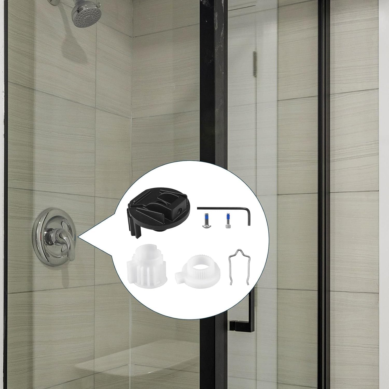 Shower Handle Adapter Kit Replacement for 116653,Compatible with Moen Posi-Temp Single Handle Tub/Shower Faucet Valve Cartridge,Shower Handle Replacement Parts for Bathtub Faucet Valve Repair Kit.