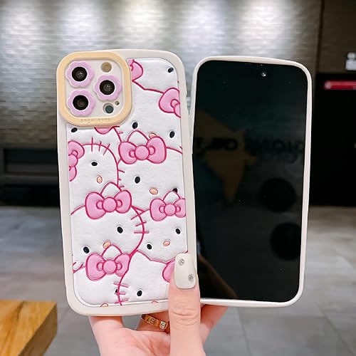 Miniatura 6 de Funda de dibujos animados con diseño de gato para iPhone 13 Pro Max de 6.7 pulgadas con protector de pantalla HD, funda Kawaii de silicona 3D, funda