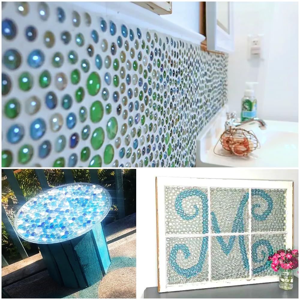 HappyFiller Piedras de Cristal Planas de 5 Libras de Color Azul Oscuro con 1 Pieza de Piedras Preciosas Inspiradoras para Rellenar jarrones, Piedras Florales para Acuario, Piedras, jardín, mosaicos