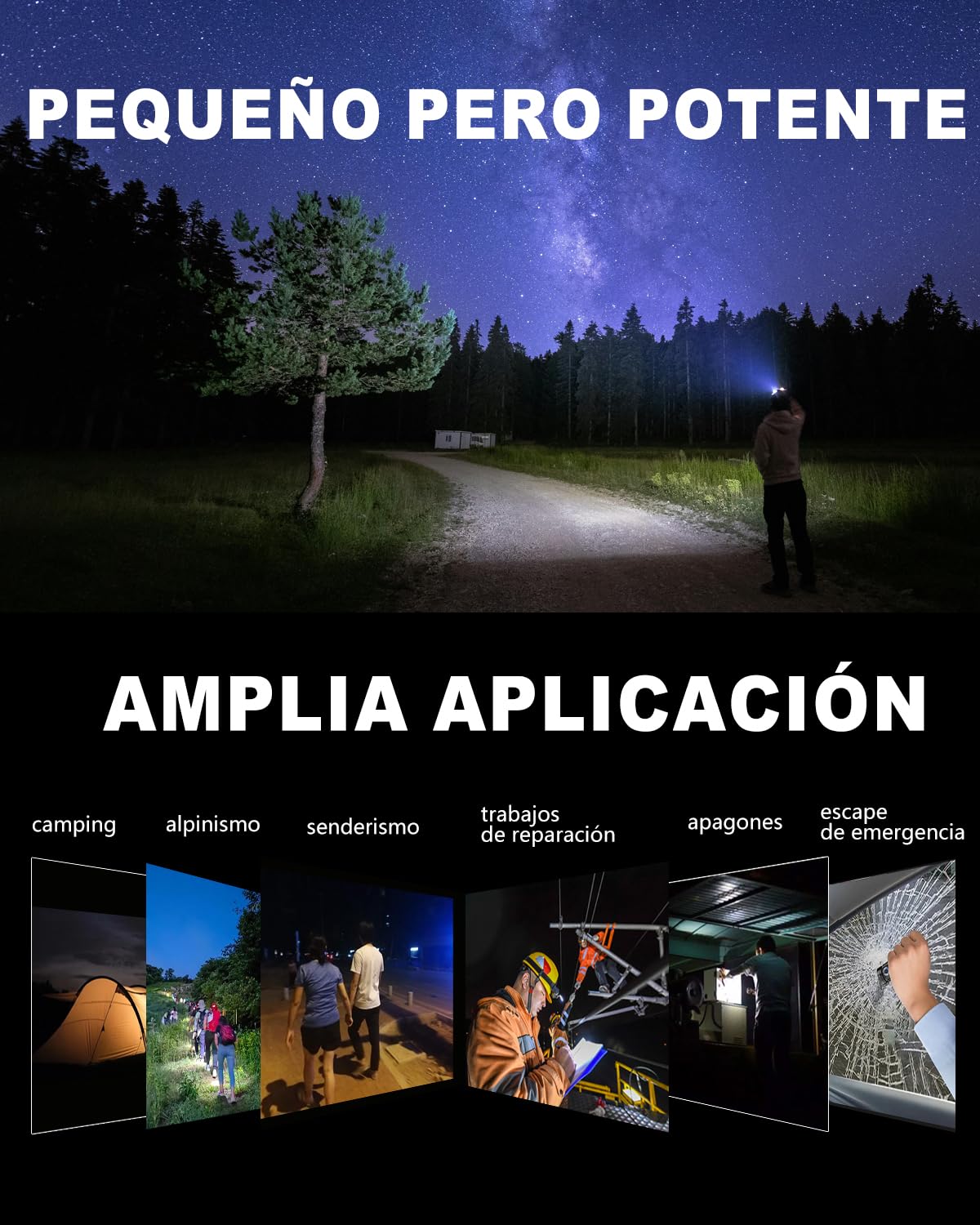 towild BC10 Linterna LED Recargable, Alta Potencia 4000 Lúmenes Linternas de Aluminio con 6 Modos de Luz, 5000mAh Linterna de Mano Impermeable para Camping, Senderismo, Emergencia,Alcance de 15 Días