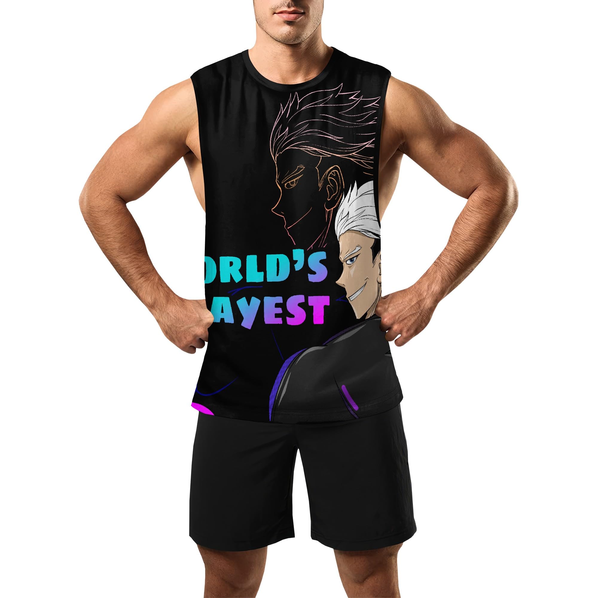Zhyaj Summer Tanks Top for Men Flag Graphic Print Sleeveless Shirts Casual Working Out Vest T-Shirts Loose-Fit Men's Tank