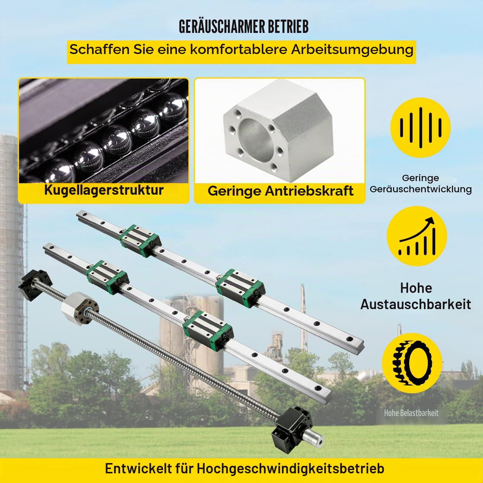 VEVOR Linearführung HGR 20-1000mm Linearschiene mit 4PCS Gleitblock