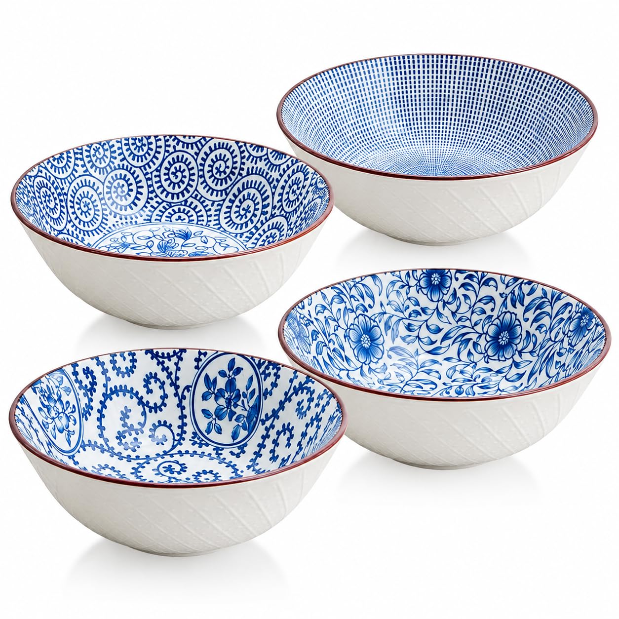 Blue and White Japanese Style Ramen Bowls