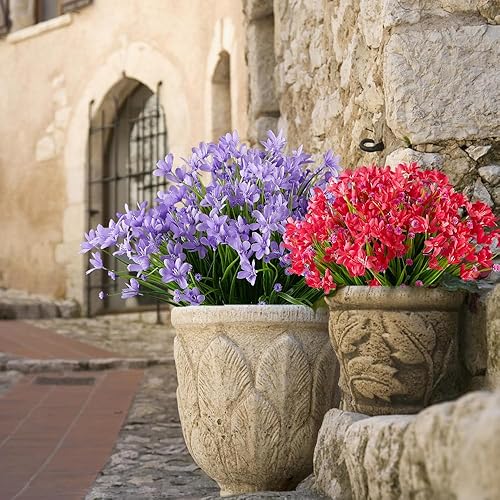 Miniatura 6 de 4 paquetes de flores artificiales de narcisos, vegetación artificial falsa resistente a los rayos UV, no se decolora, plantas de plástico sintético