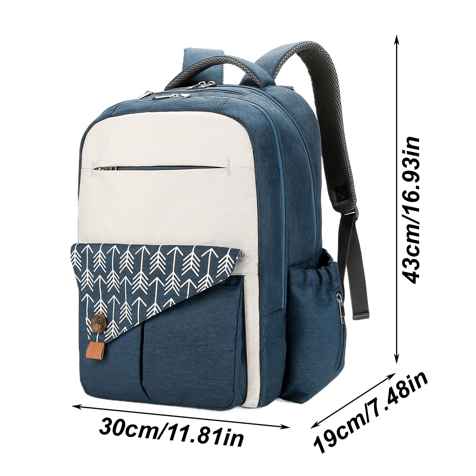Grande zaino per pannolini, doppio strato da viaggio indispensabile, borsa tote con cinghie per passeggino, borsa da viaggio impermeabile con porta di ricarica multifunzione