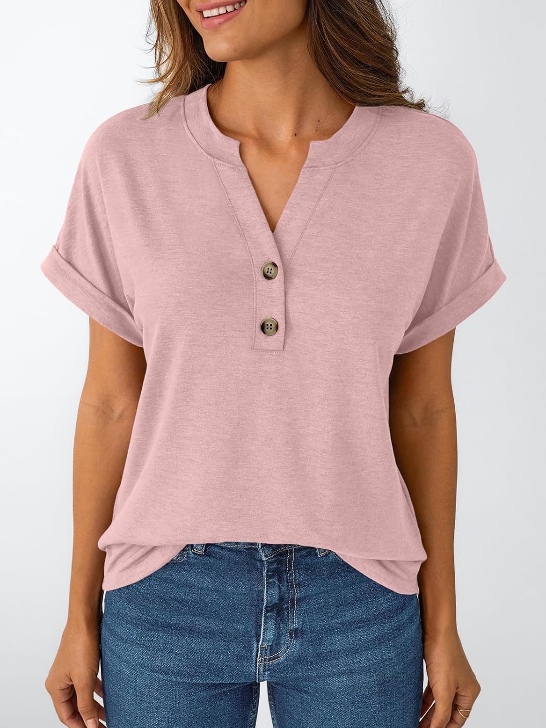 AUTOMET Womens Short Sleeve Tops Henley Dressy Casual Cute Summer Tops 2026 image 2