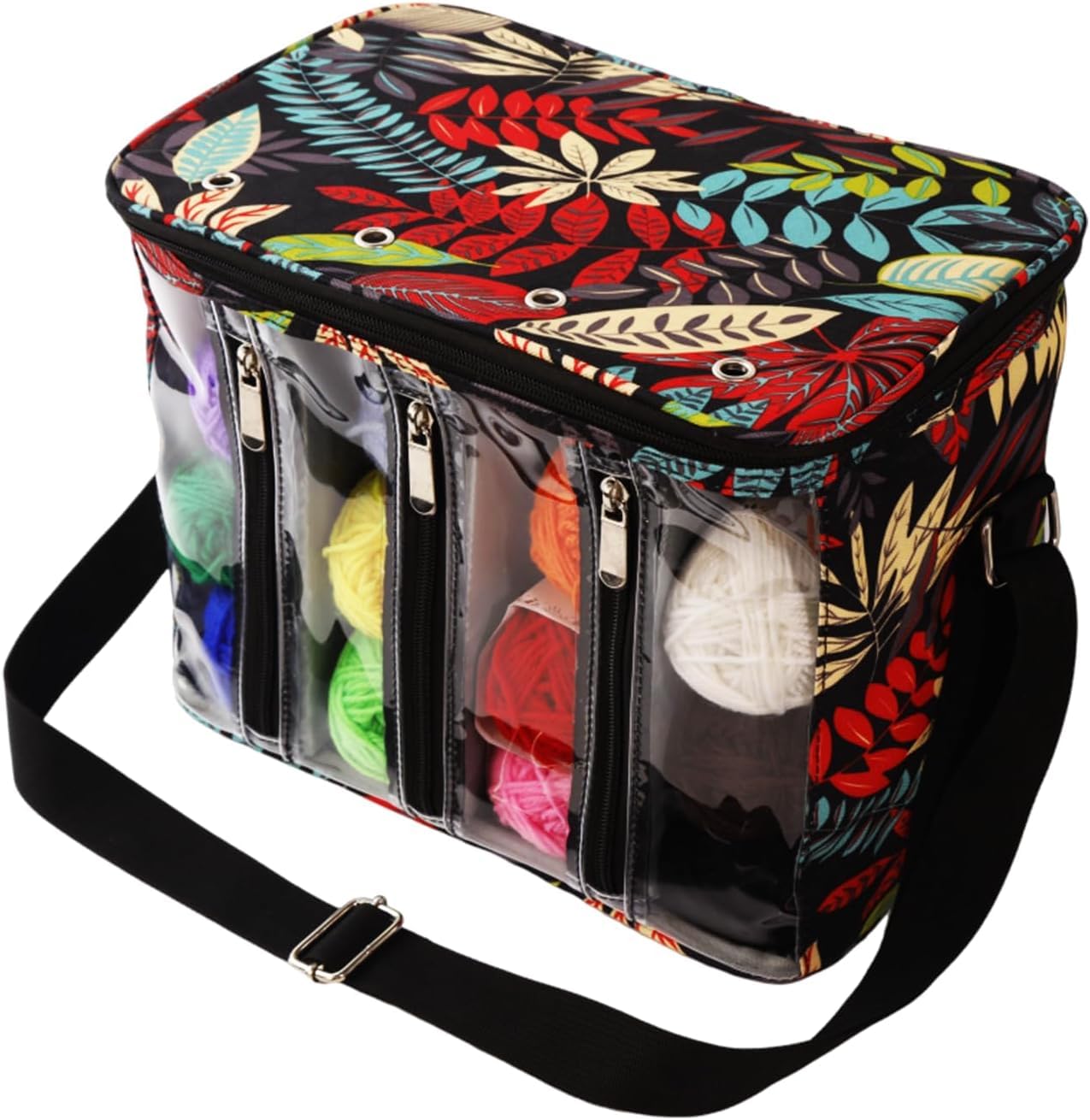 Sac à Tricoter Rond Igadgitz Home - 31x26cm - Poches Organisatrices - Bandoulière Incluse - Gris