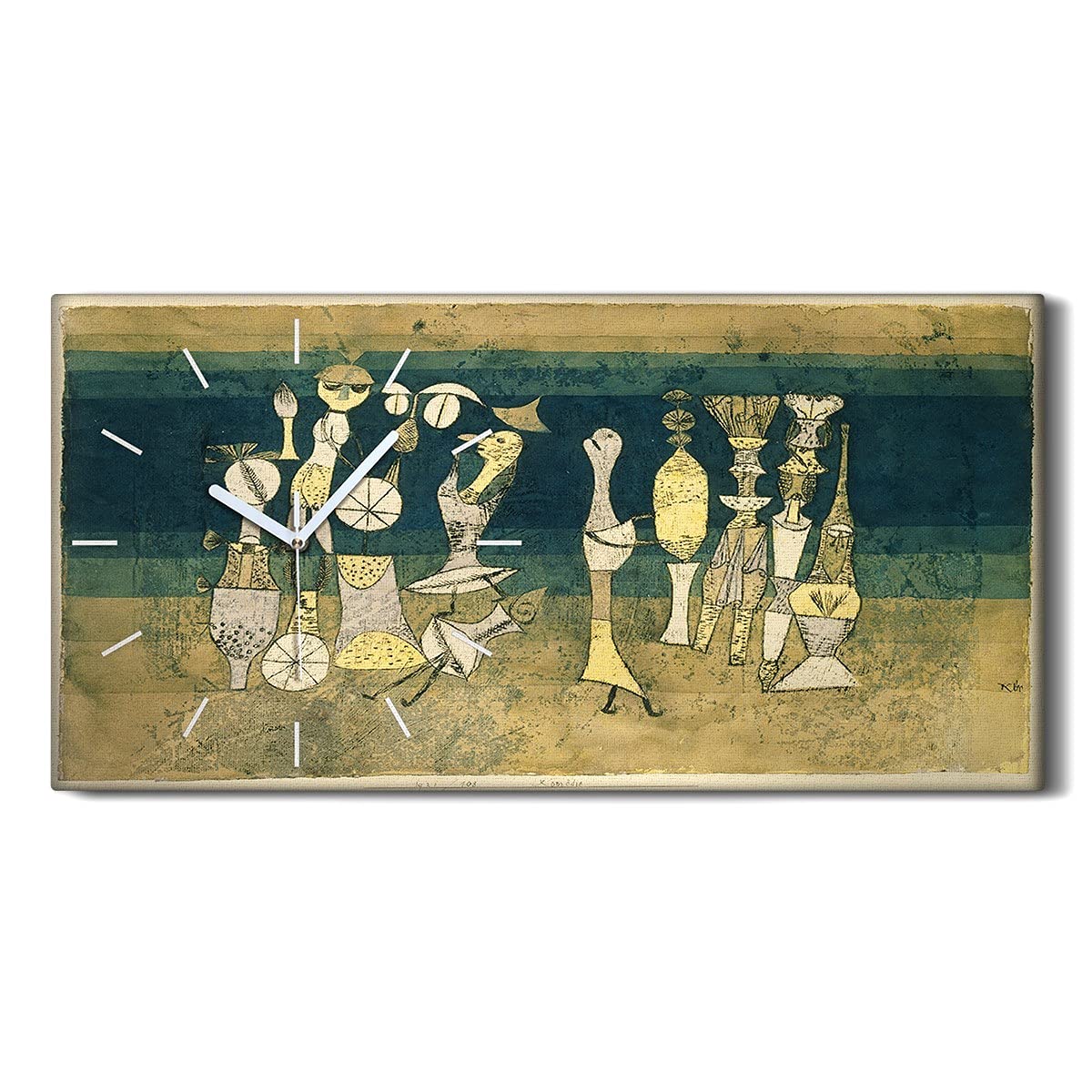 Horloge sur Toile Coloray 60x30cm La Comédie, grand tableau moderne pour salon