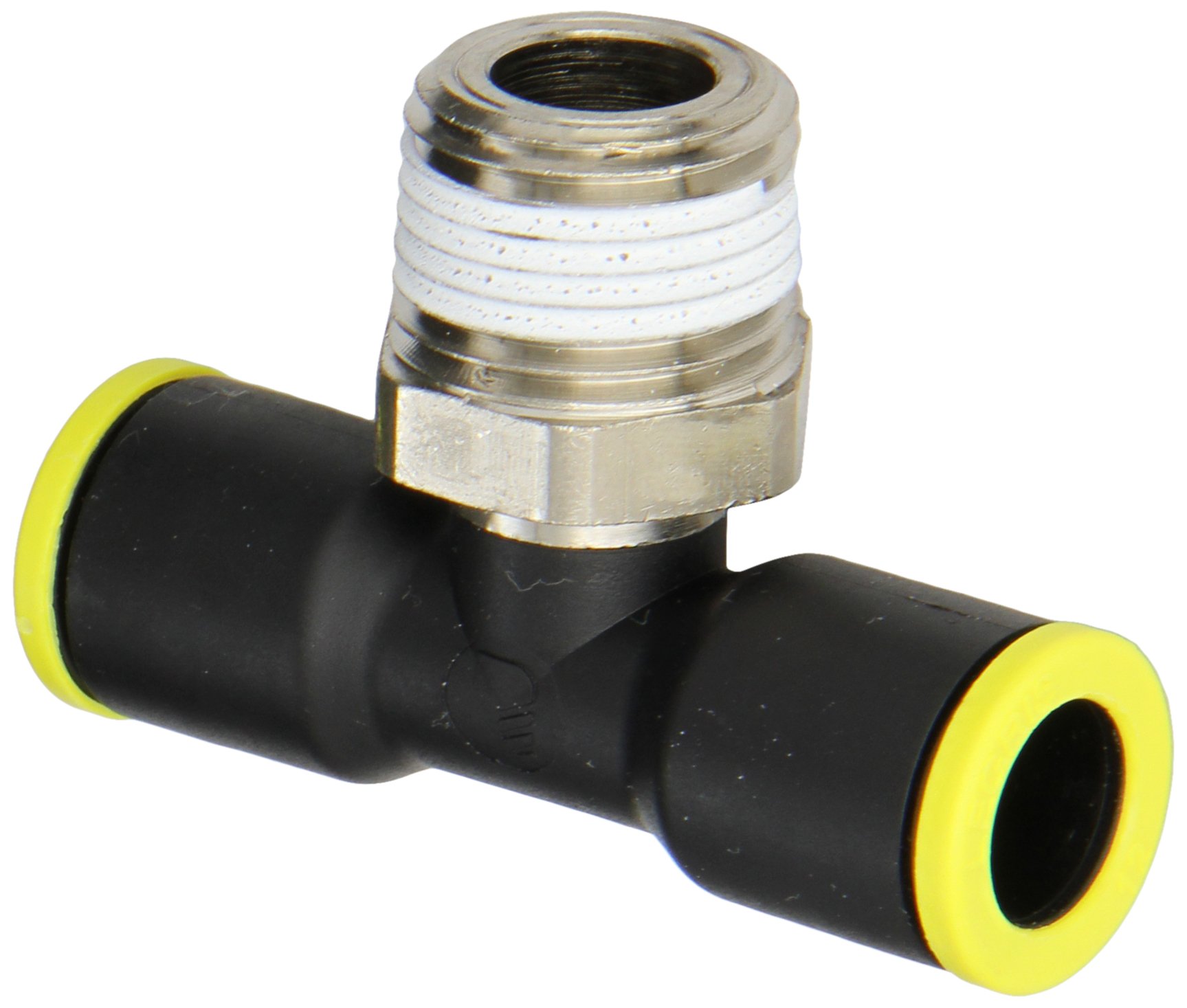 Legris 3108 10 14 Nylon & Nickel-Plated Brass Push-to-Connect Fitting, Branch Tee, 10 mm Tube OD x 1/4