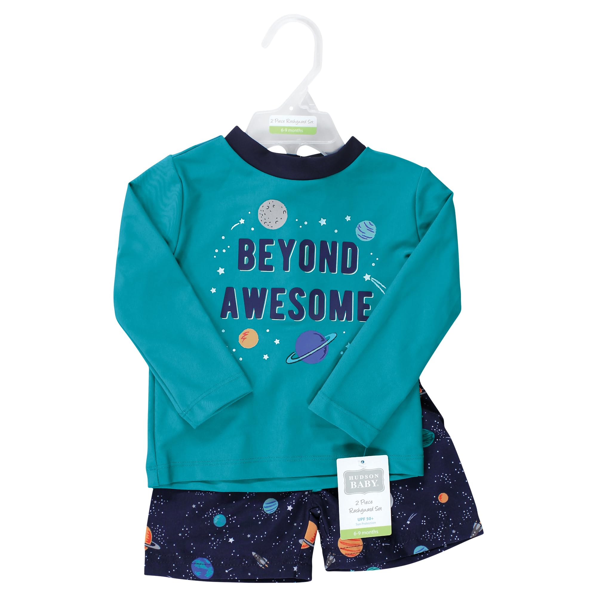 Hudson Baby Unisex Baby Swim Rashguard Set, Space, 9-12 Months