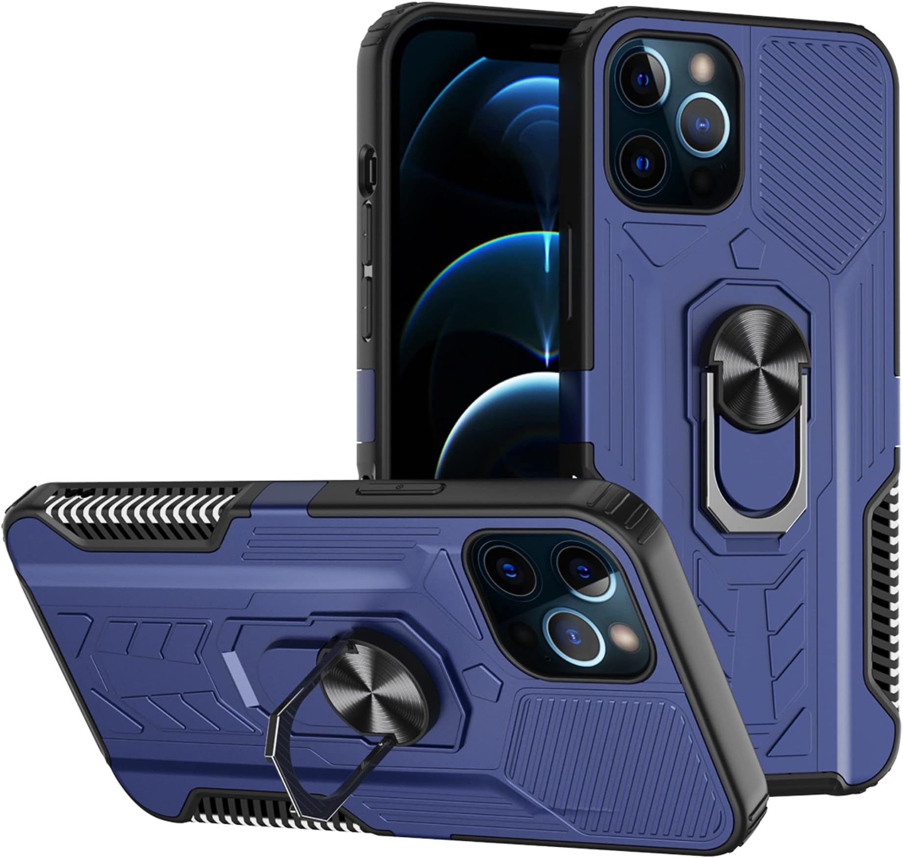 GTRONIC Designed for iPhone 12 Pro MAX, [ Military Grade ] [ Ultra Slim ] Add Camera Protection 17ft. Drop d Protective Case [ Kickstand ] (iPhone 12 Pro MAX, Blue)