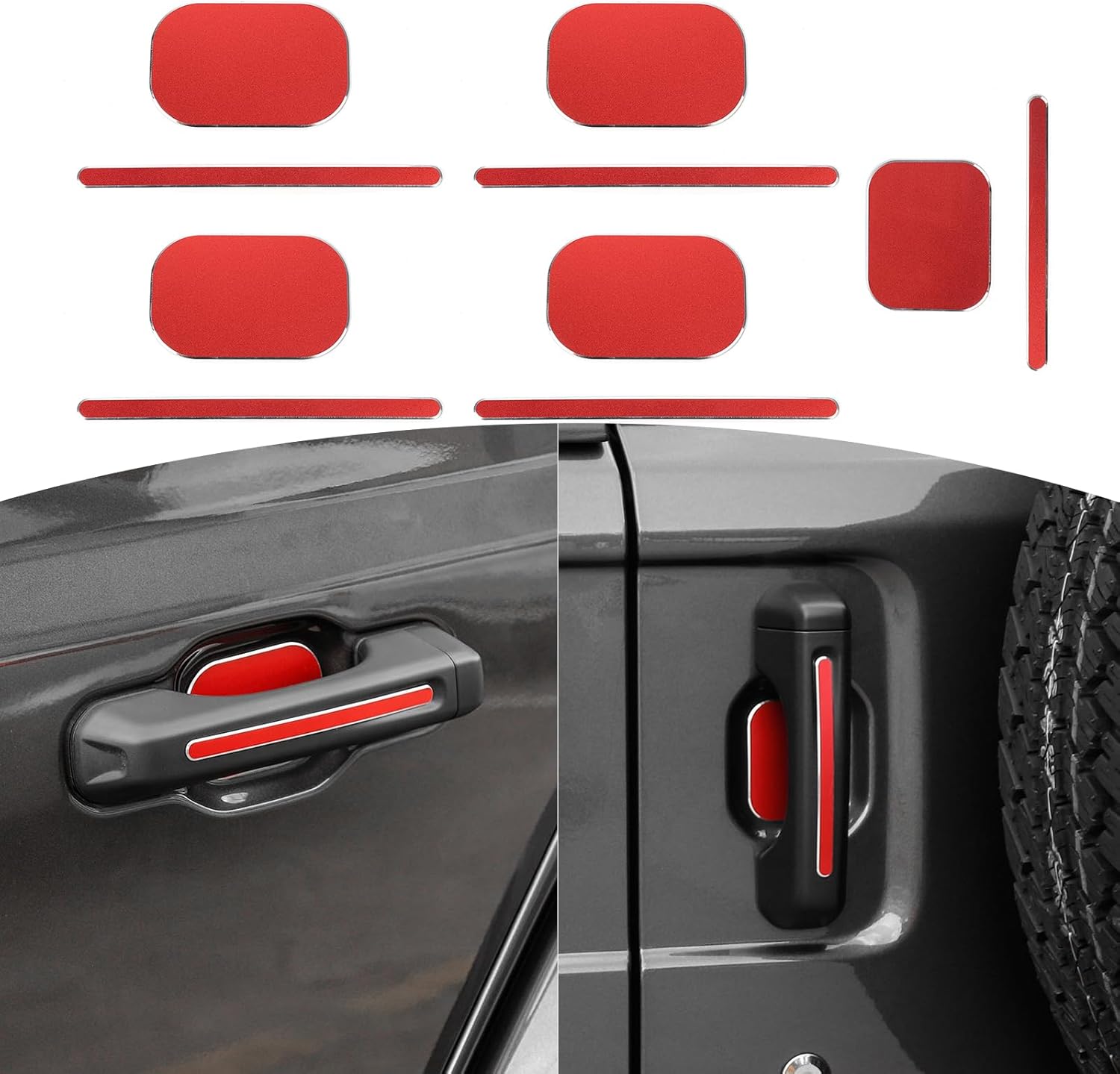 RT-TCZ for Jeep JL Tailgate Door Handle Covers Inserts Scratch Protector for Jeep Wrangler JLU 2018 up Red Exterior Accessories 10pcs