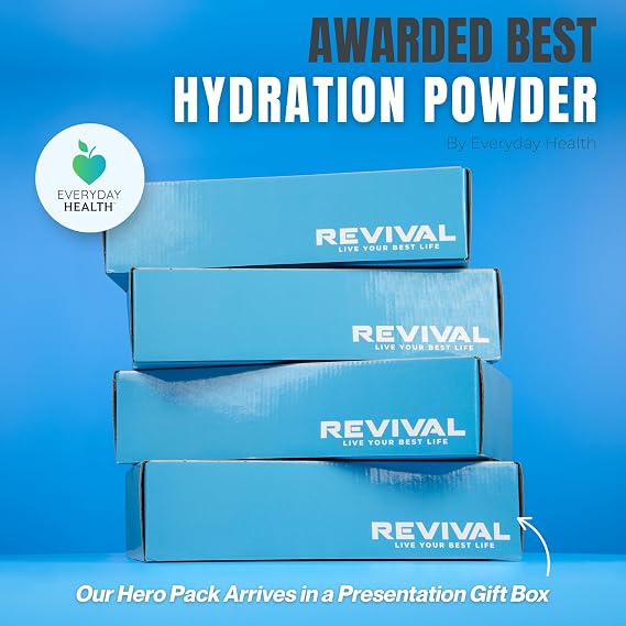 Revival Rapid Rehydration Starter Pack | Electrolytes Sachets & Bottle | Rehydration Electrolytes Sachets for Kids | Helps Support Immunity, Growth & Development | Hero, 6 Pack
