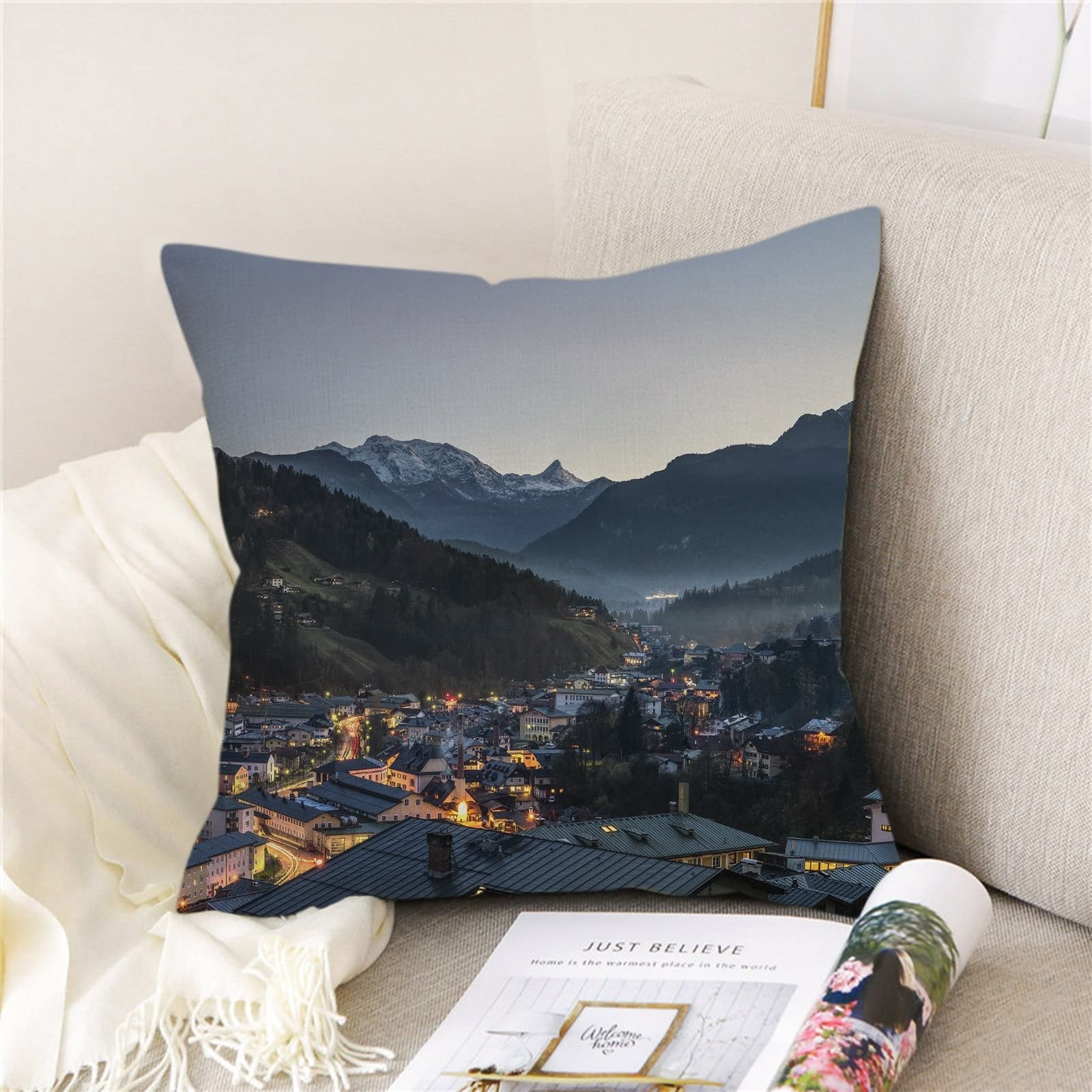4 fundas de almohada de 50 x 50 cm, fundas de cojín de otoño, fundas de almohada de lino para sala de estar, sofá, dormitorio