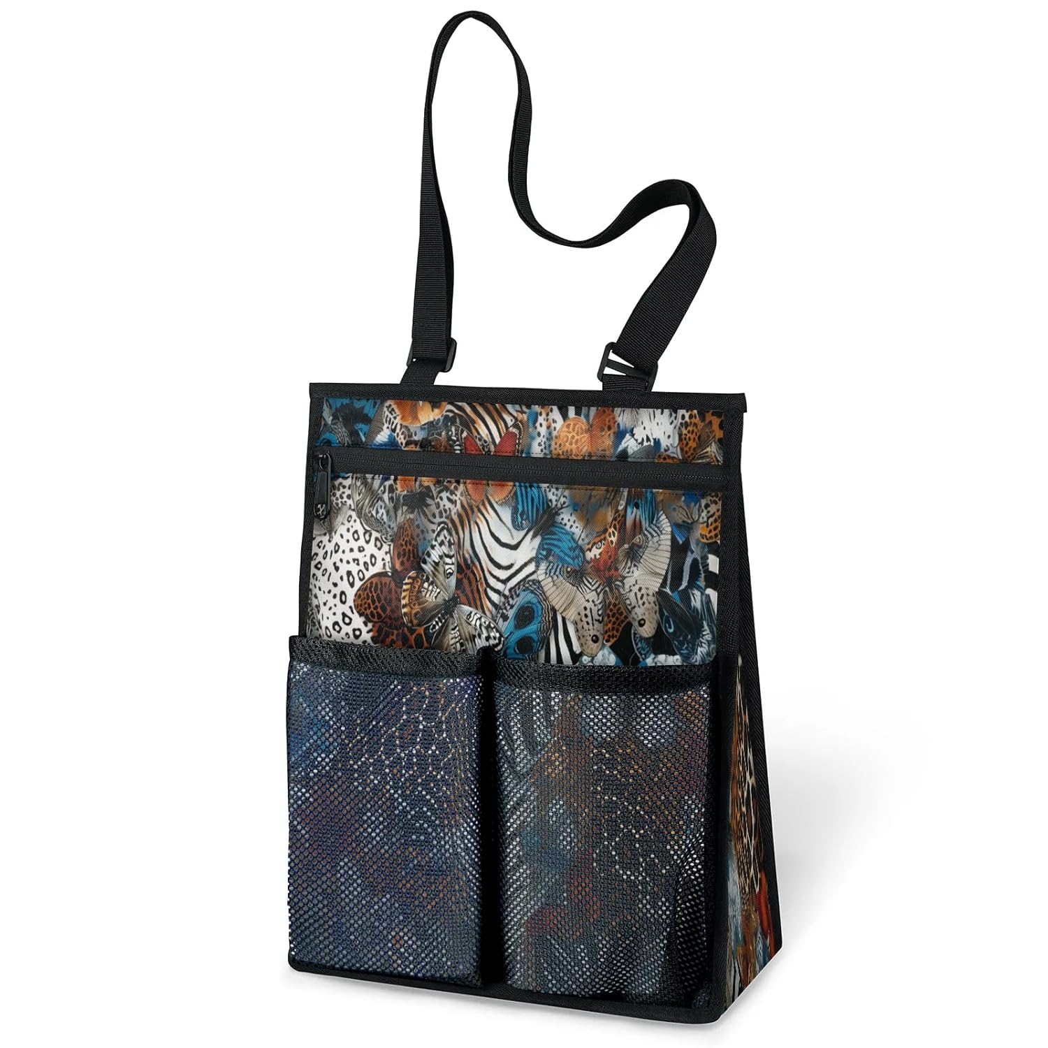 Ourtheme Butterflies Animal Print Portable Shower Bag for Travel Gym Camp Beach Tote Shower Caddy Bags Hanging Toiletry