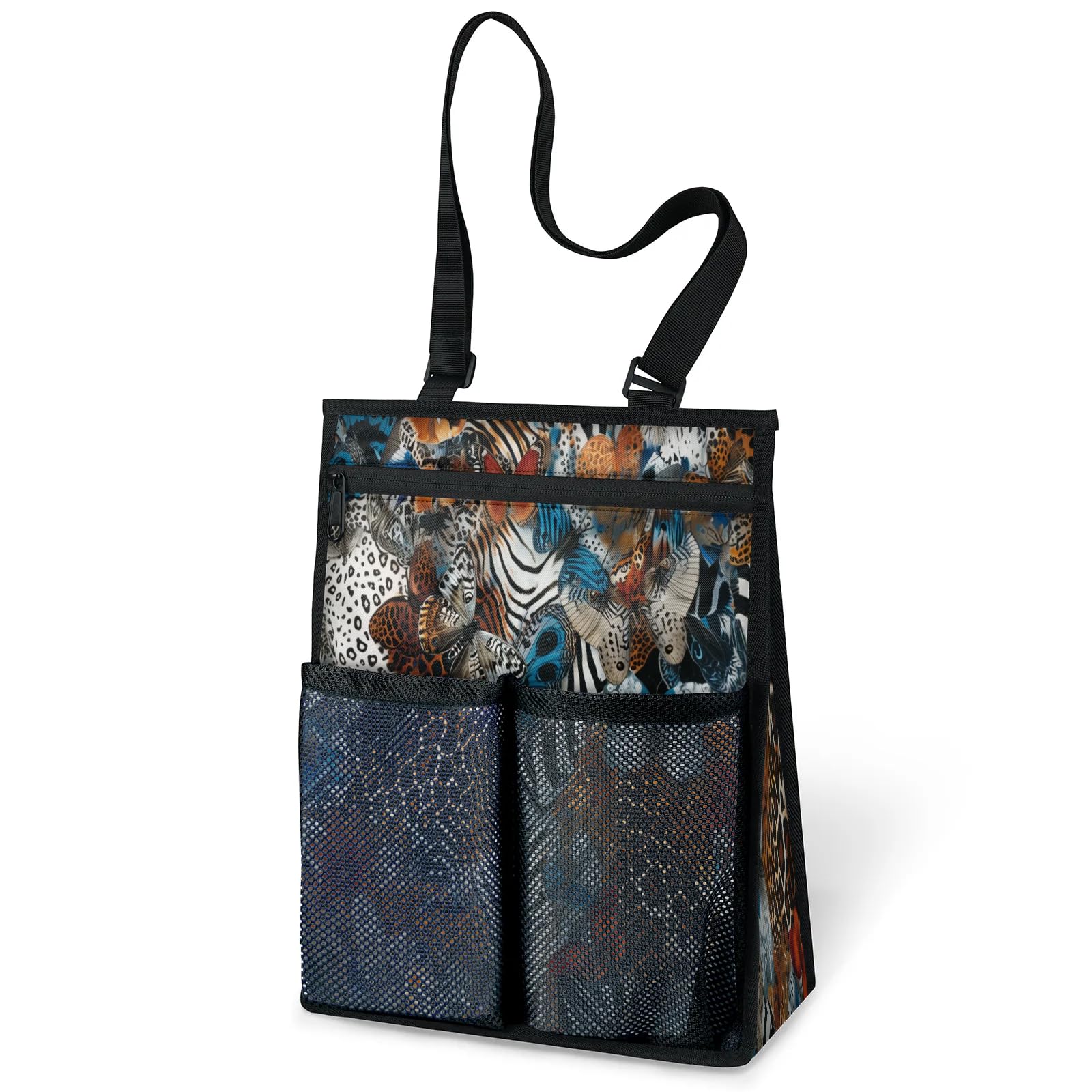 Ourtheme Butterflies Animal Print Portable Shower Bag for Travel Gym Camp Beach Tote Shower Caddy Bags Hanging Toiletry