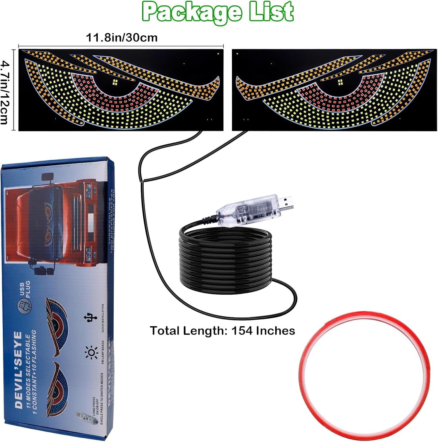 2PCS das böse auge, eine frontbrille das auto und es wurden die leds eingebaut: die leds 11. Die sats des suv pickup-truck rv