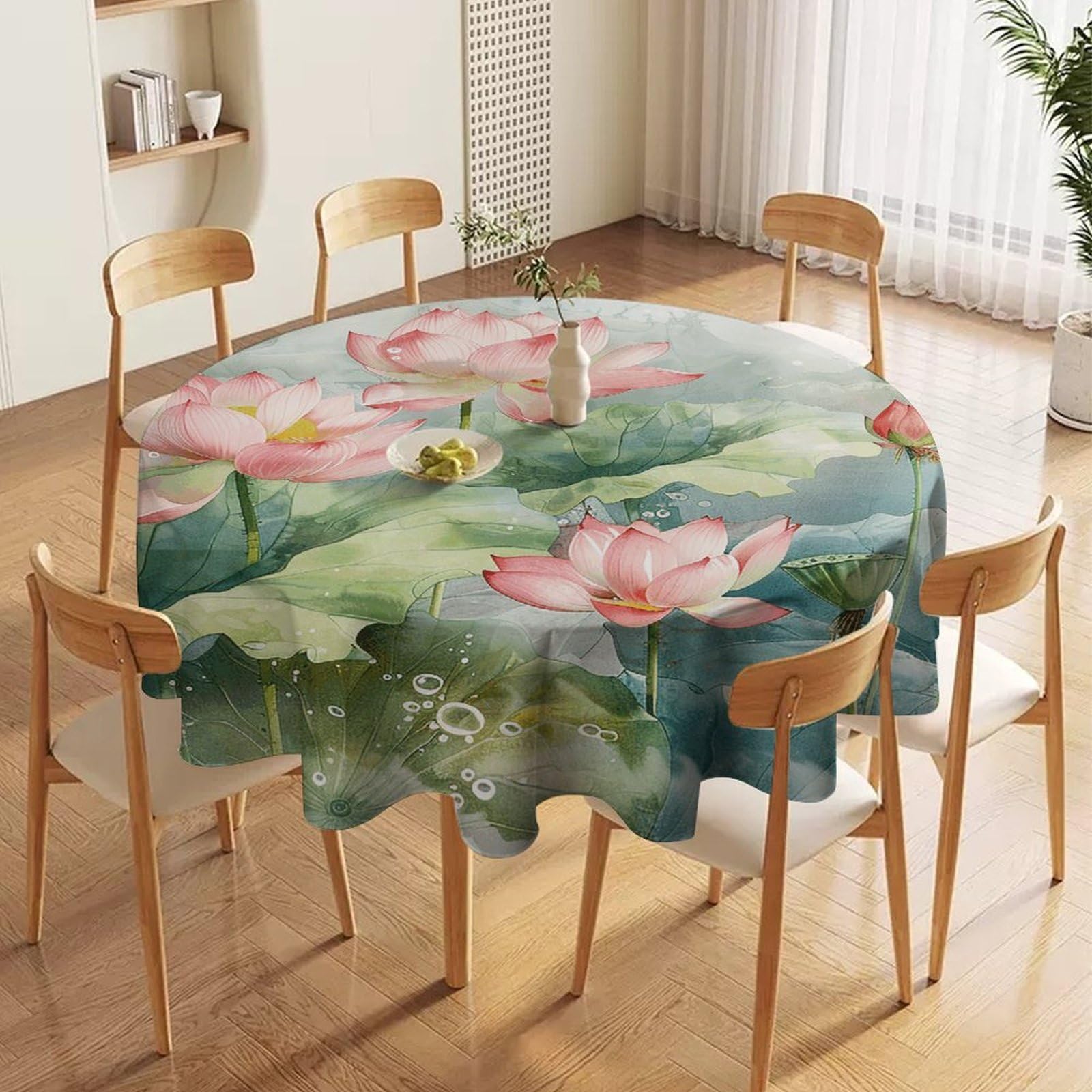 Nappe ronde imperméable idéale pour repas de mariage et dîners