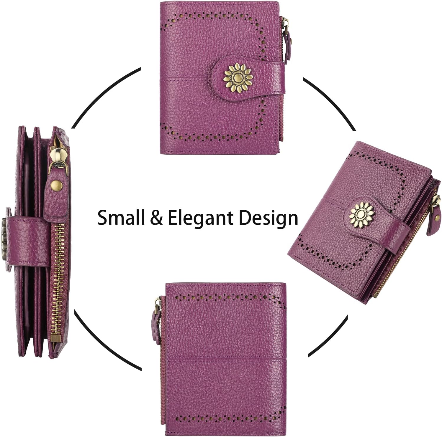 Lavemi Womens Leather Wallet Small Compact RFID Blocking Credit Card Case Purse with Zipper Pocket | Small, Compact, RFID Blocking, Zipper Pocket, Small, Compact - Image 3