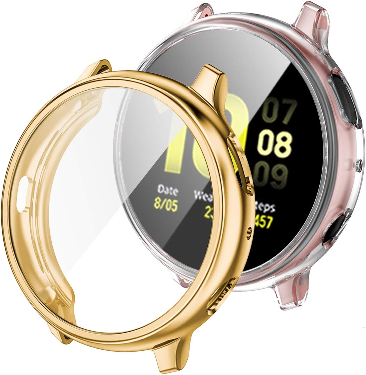 [2 Pack] Lerobo Case with Screen Protector for Samsung Galaxy Watch Active 2, All-Around Protective Case HD Clear Hard Screen Protector Cover for Galaxy Watch Active 2 40mm (Gold/Clear)