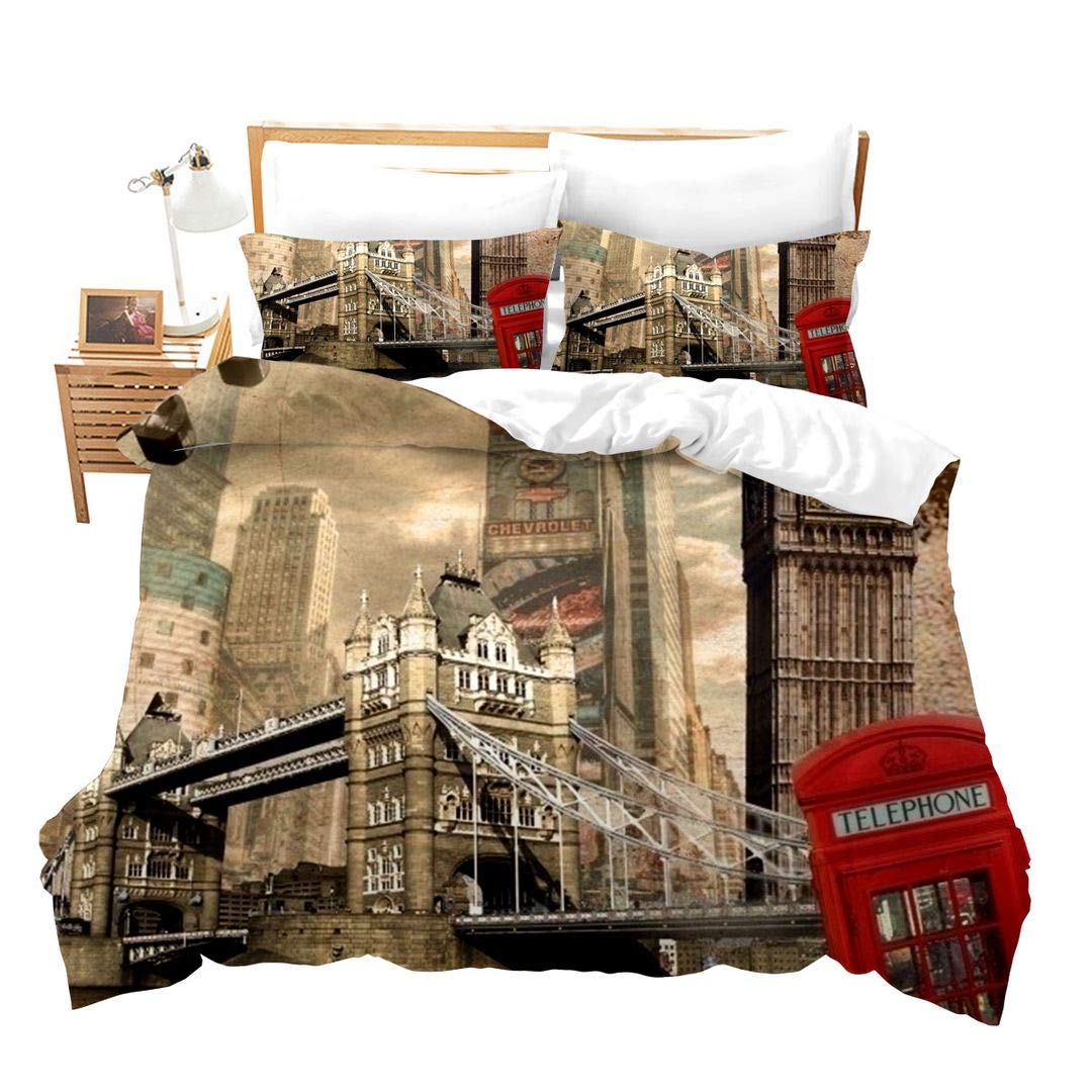 Housse de couette London Bridge rétro pour une décoration de chambre urbaine