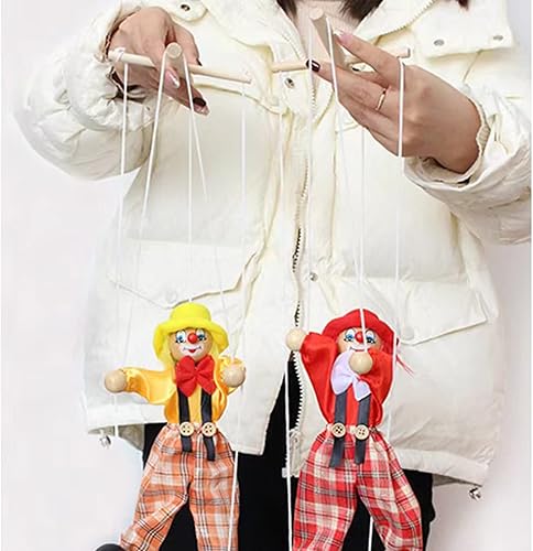 Vista 6 de Marionetas de marioneta, 2 piezas divertidas marionetas de madera para tirar de cuerda, juguetes creativos de marioneta de cuerda para cumpleaños