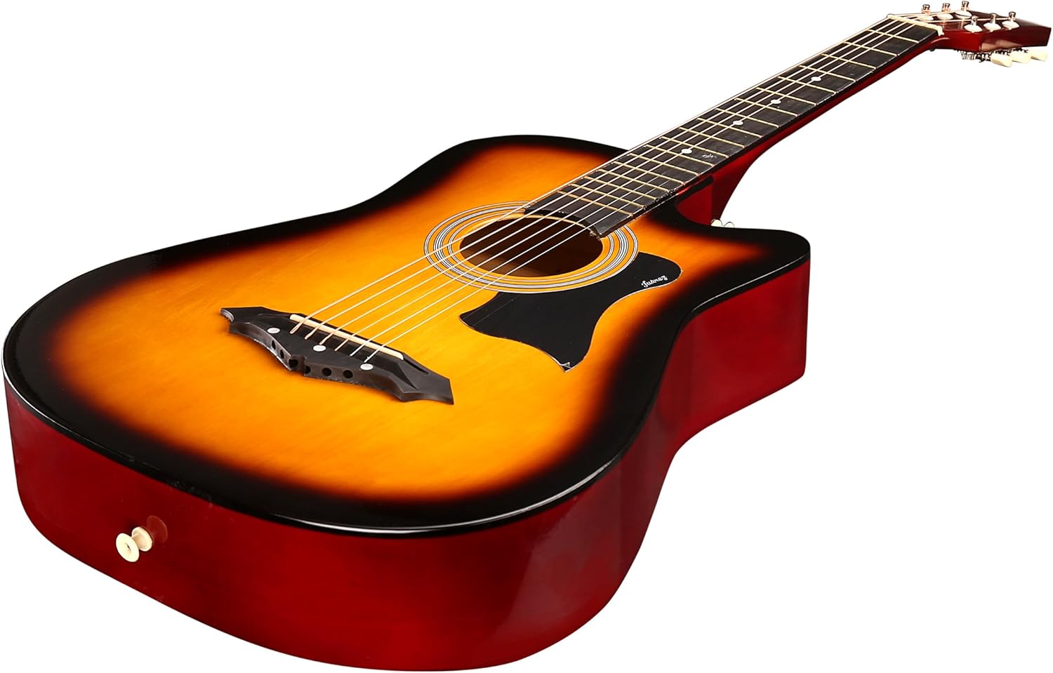 Juarez Lindenwood 38" Cutaway 38C Acoustic Guitar Set with Bag, Strings, Plectrum and Strap 3TS Sunburst